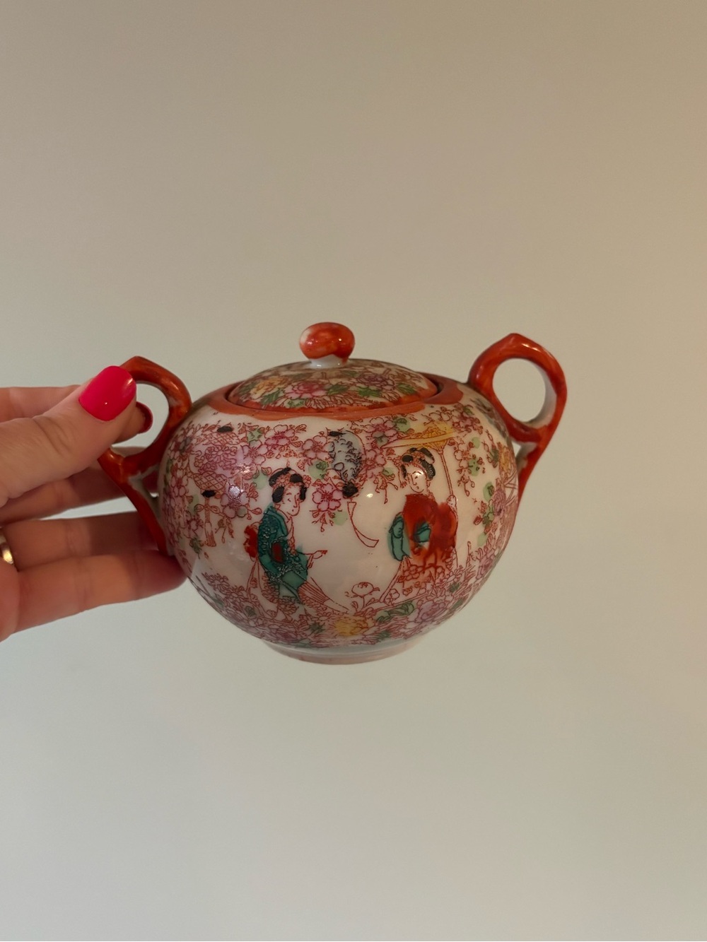 Vintage Japanese "Geisha Girl" porcelain sugar bowl 🧡